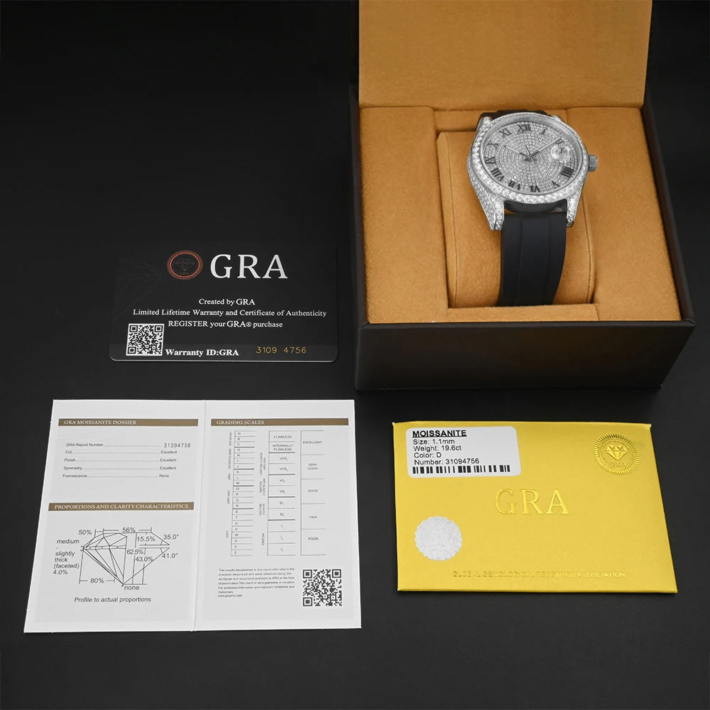 Luxury Hip Hop Iced Out VVS Diamond Men Designer Watches Automatic Mechanical Moissanite Watch