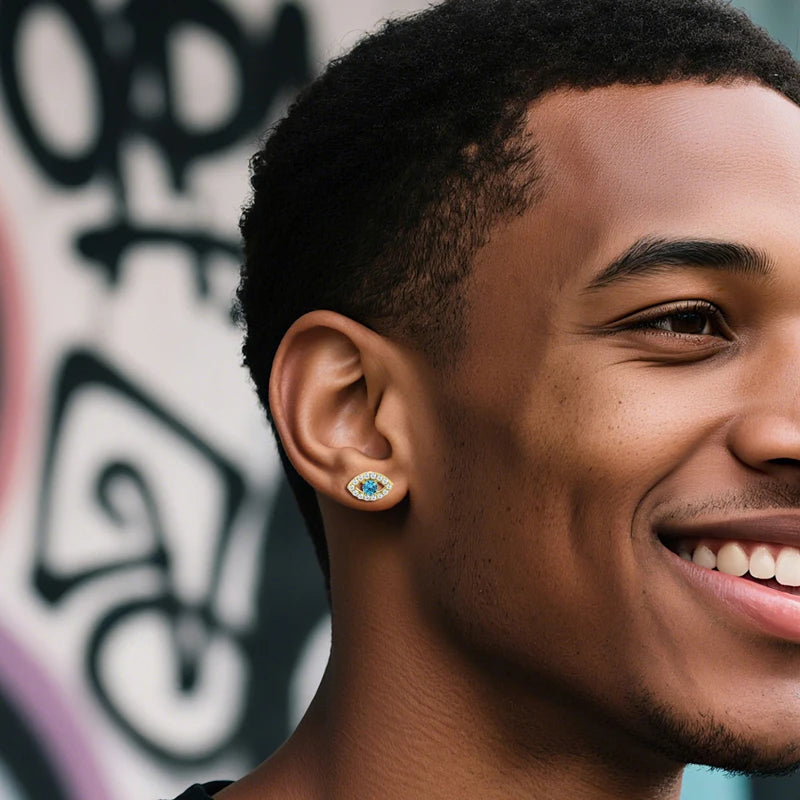 Unisex Luxury The All-Seeing Eye Earrings Moissanite S925 Silver Earring For Women Men Hip Hop Jewelry Gift