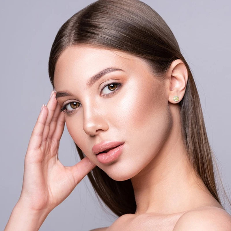 Real 925 Sterling Silver Round Cut D Color Moissanite Diamond Halo Stud Earrings For Women/Men Hip Hop Jewelry Passed Diamond Test