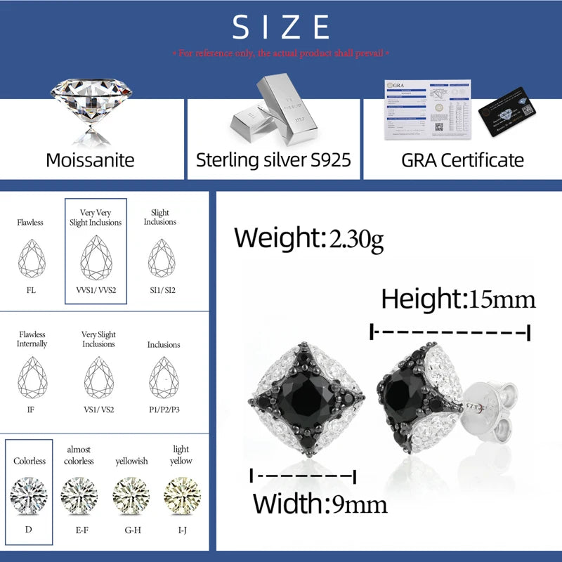 Original Design Full Iced Out Moissanite Frost Star Stud Earrings For Men Women 925 Sterling Silver Exquisite Party Jewelry Gift