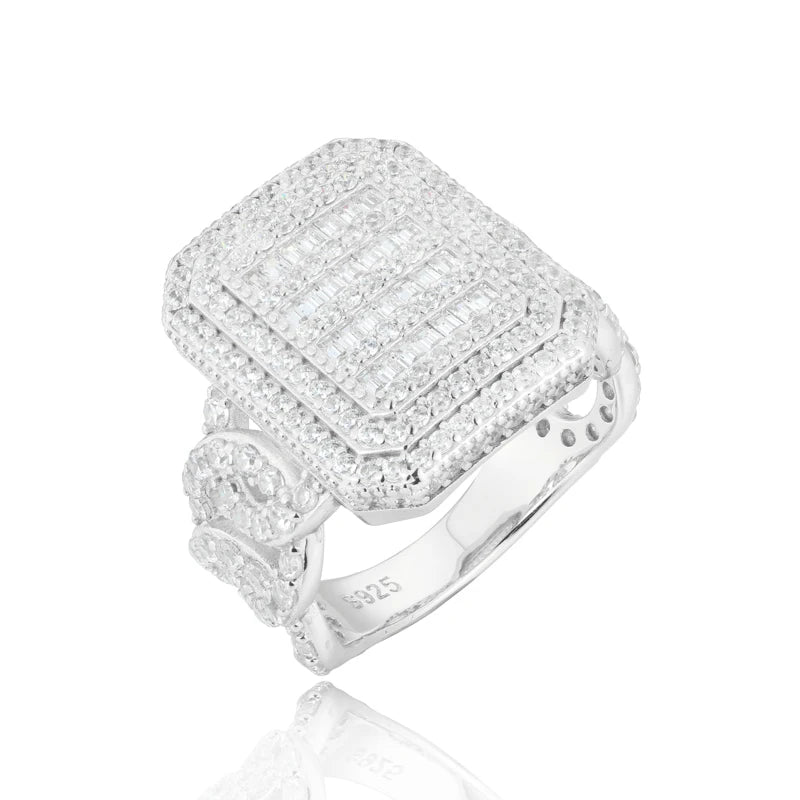 Luxury Certified Full Moissanite Miami Cuban Ring for Men Women 925 Sterling Silver 18K Gold Plated HipHop Jewelry Eternity Ring